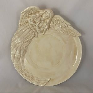 Vintage Collectable Christmas Plate with 3D Angel  on the side